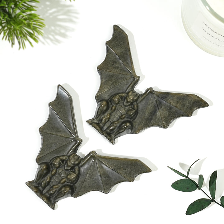 Natural Carving Golden Obsidian Gargoyle