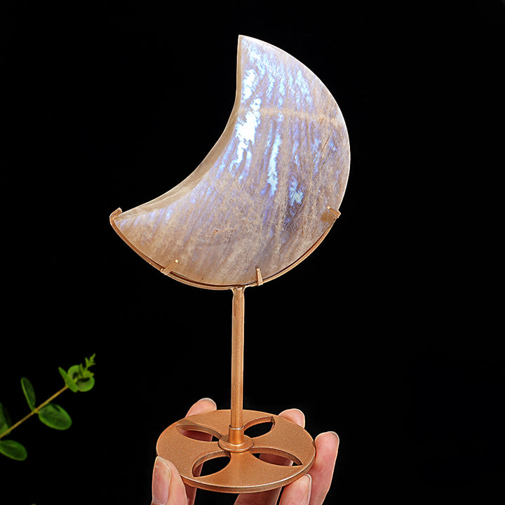 Unique,Natural Crystal Moonstone Crescent Moon