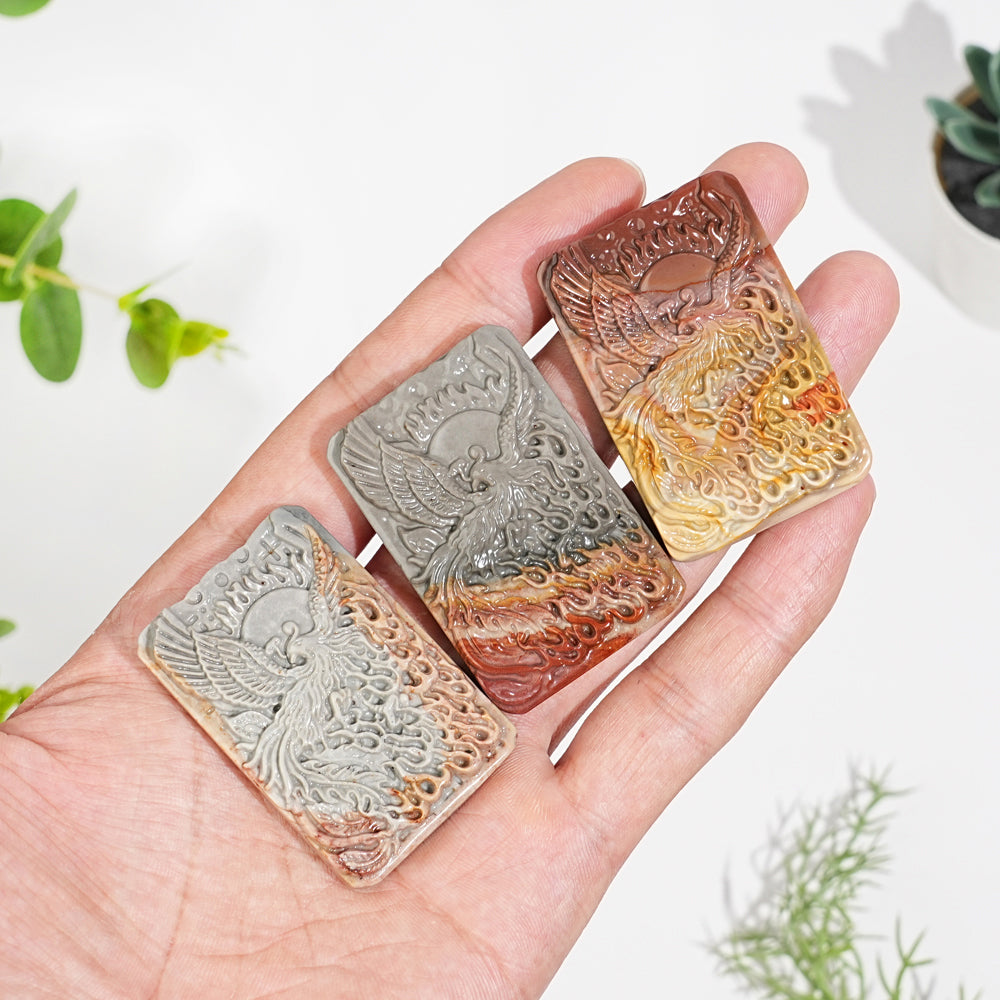 Natural Alashan Agate Phoenix Tablet Carving