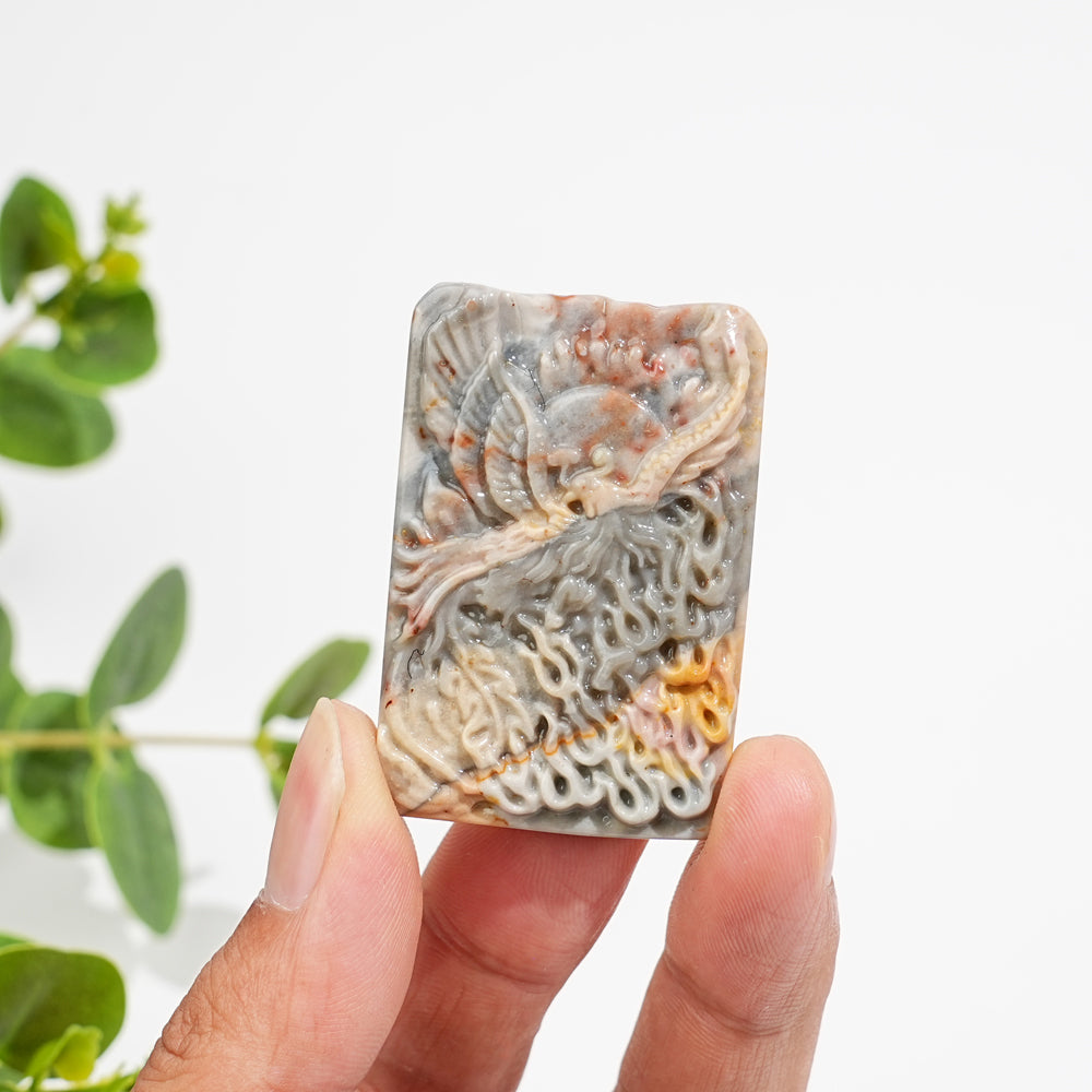 Natural Alashan Agate Phoenix Tablet Carving