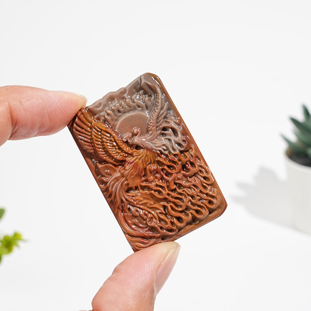 Natural Alashan Agate Phoenix Tablet Carving