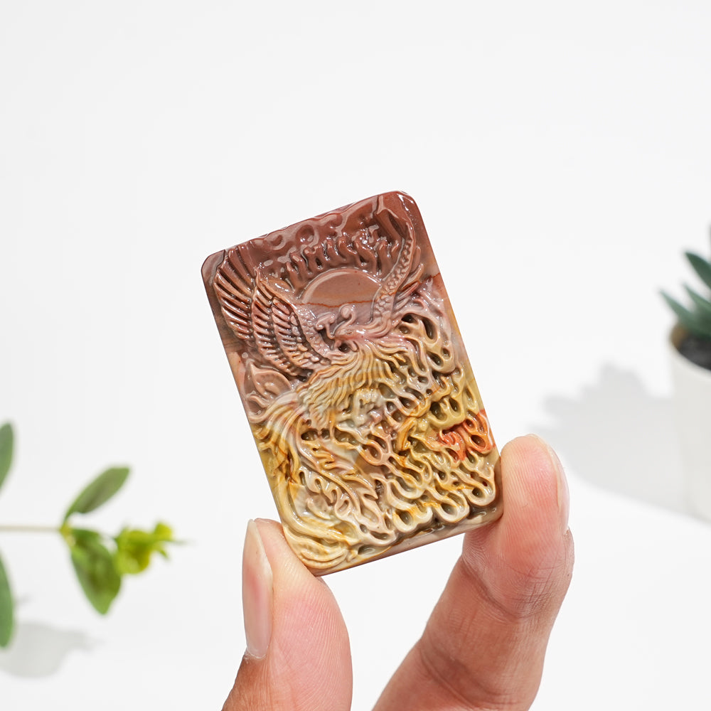Natural Alashan Agate Phoenix Tablet Carving
