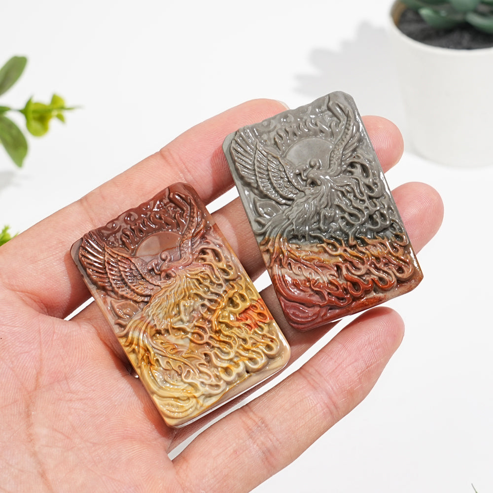 Natural Alashan Agate Phoenix Tablet Carving