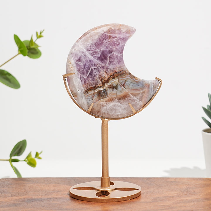 Unique,Natural Amethyst Agate Crystal Moon