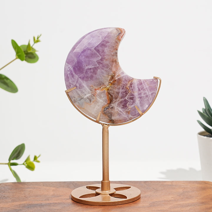 Unique,Natural Amethyst Agate Crystal Moon