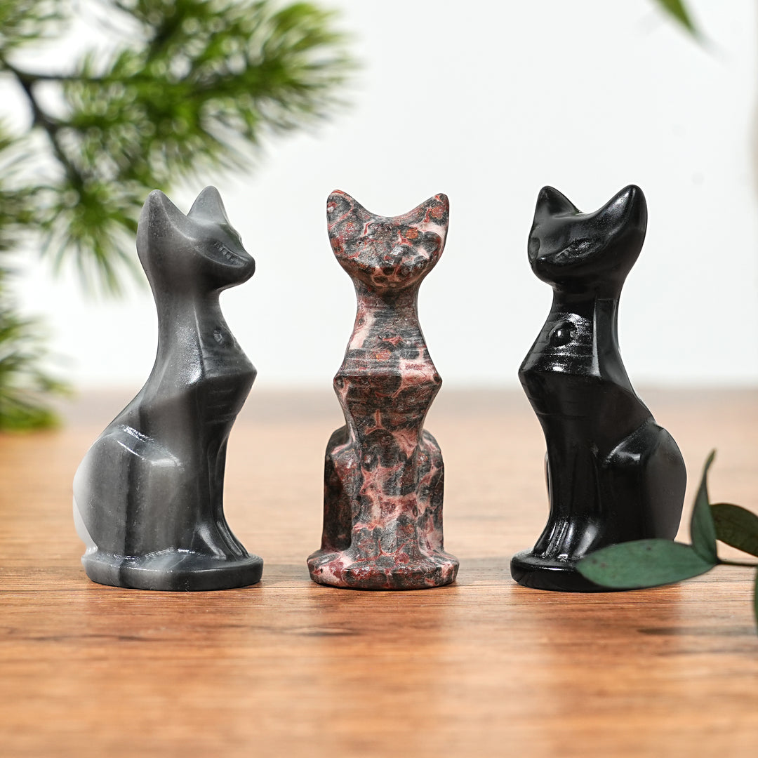 Natural Crystal Carving Robot Cat