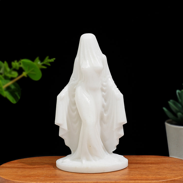 Natural Crystal Mysterious Veiled Spirit Woman Carving