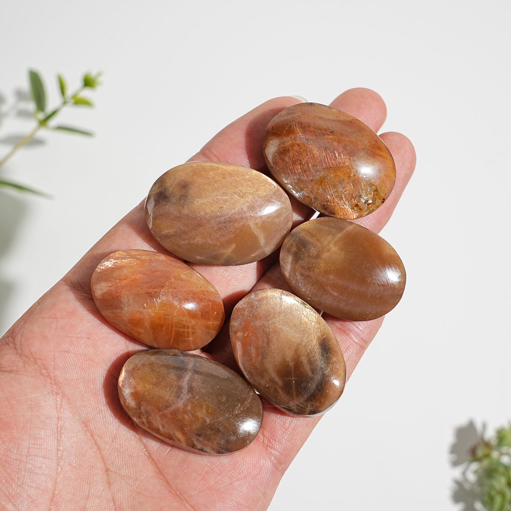 Natural Crystal Rainbow Lattice Sunstone Palm Stone
