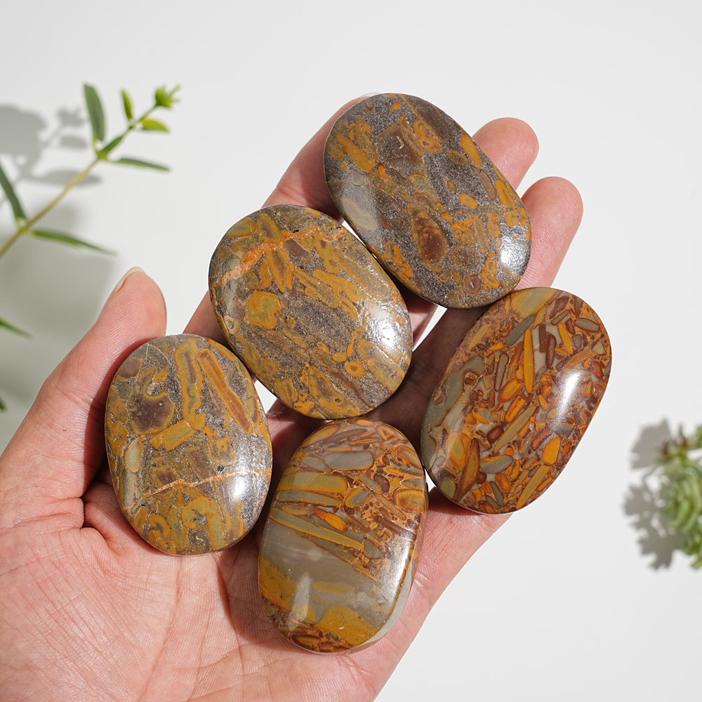Natural Crystal Bamboo Leaf Stone Palmstone