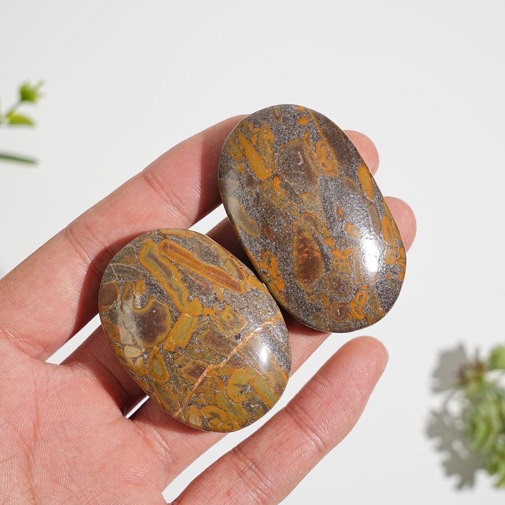 Natural Crystal Bamboo Leaf Stone Palmstone