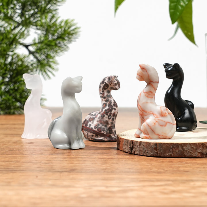 Natural Crystal Carving Slender Cat
