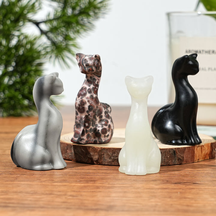 Natural Crystal Carving Slender Cat