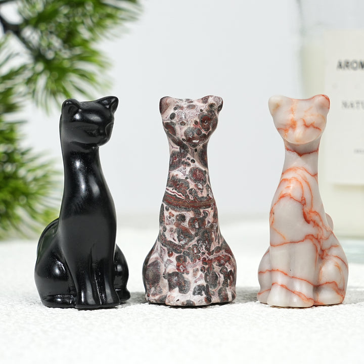 Natural Crystal Carving Slender Cat