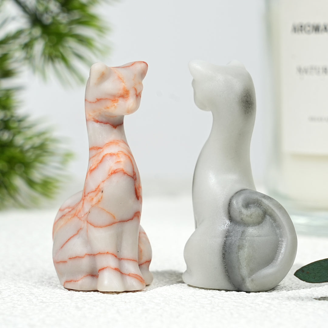 Natural Crystal Carving Slender Cat