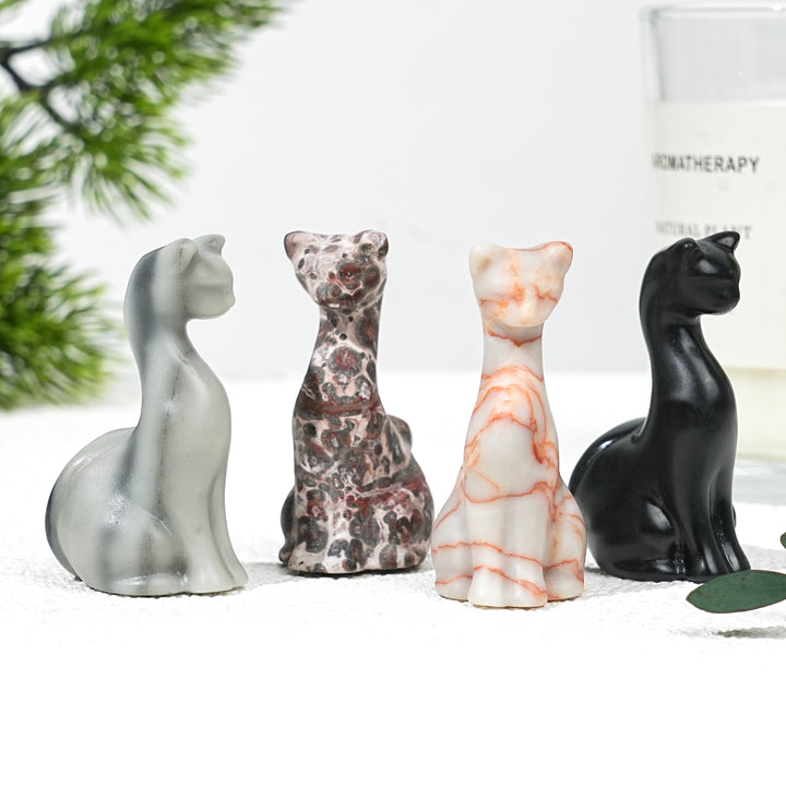 Natural Crystal Carving Slender Cat