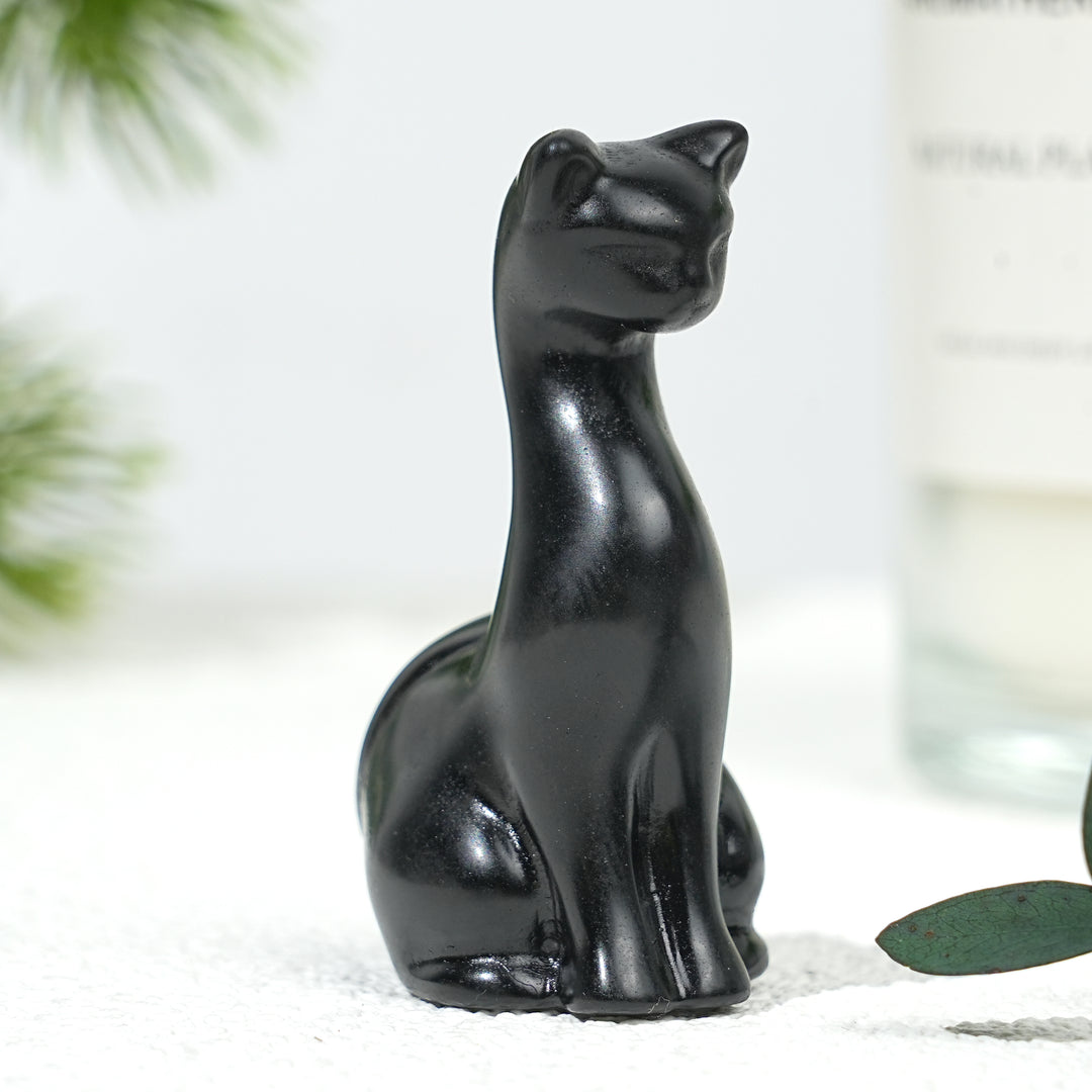 Natural Crystal Carving Slender Cat