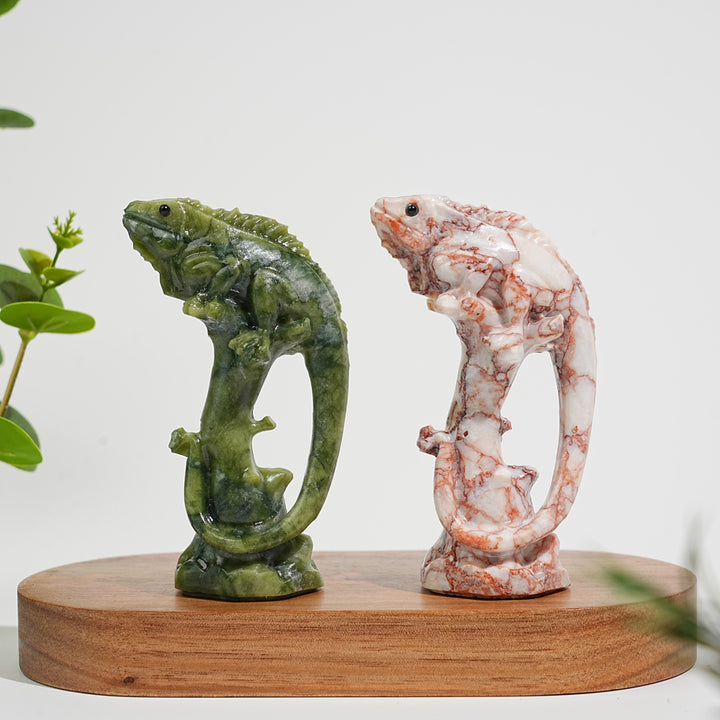 A Slightly Imperfect Natural Crystal Lizard On Branch