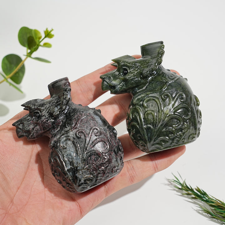 Natural Crystal Carving Triceratops Dino Egg