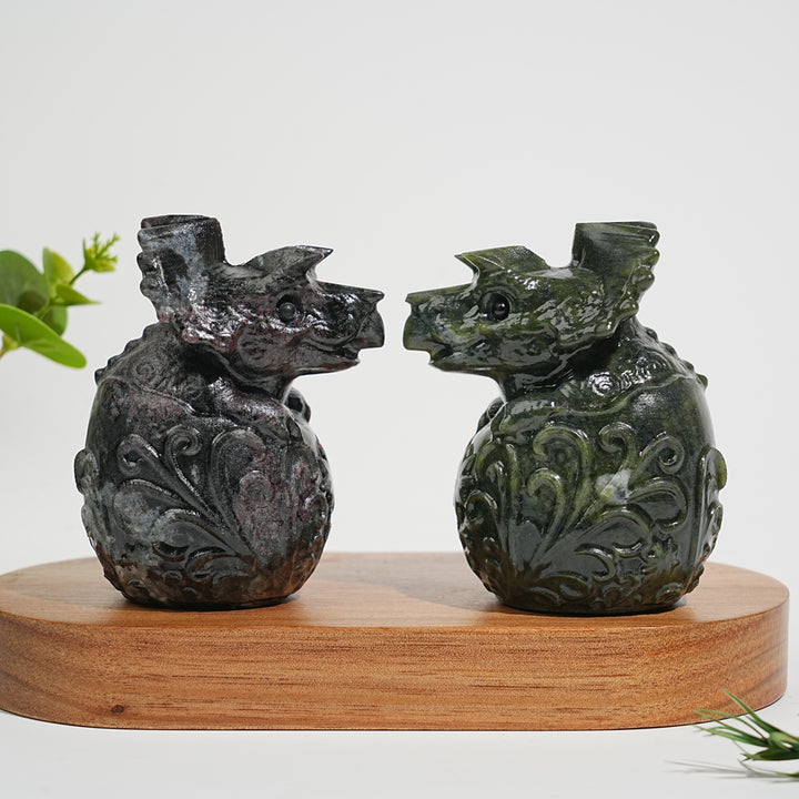 Natural Crystal Carving Triceratops Dino Egg