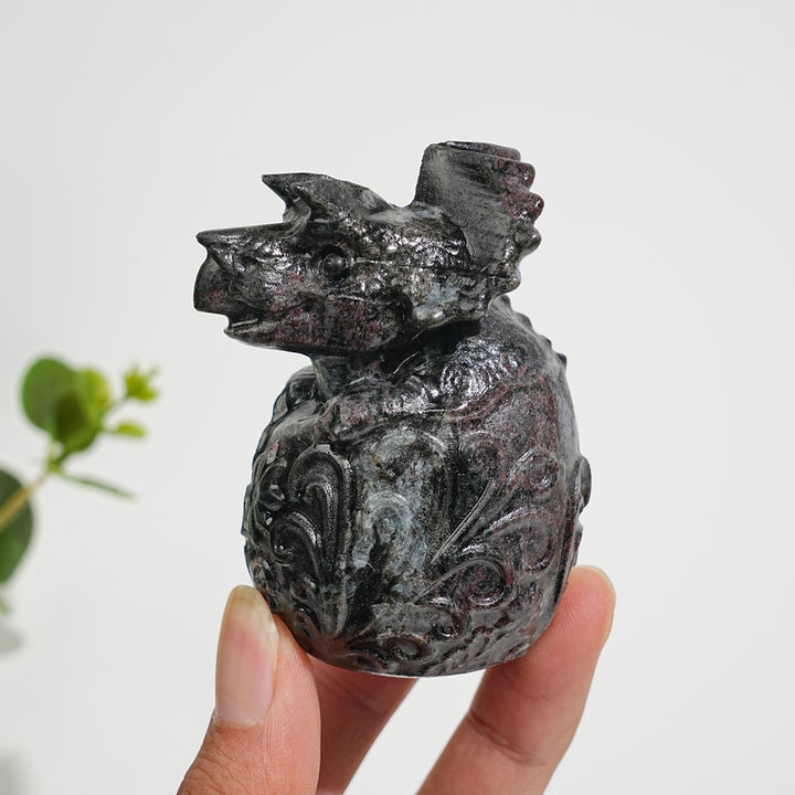 Natural Crystal Carving Triceratops Dino Egg