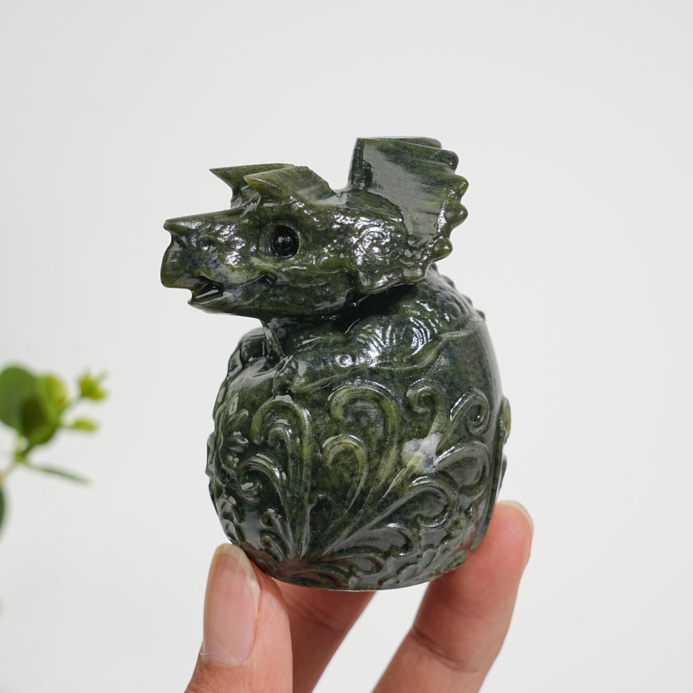 Natural Crystal Carving Triceratops Dino Egg