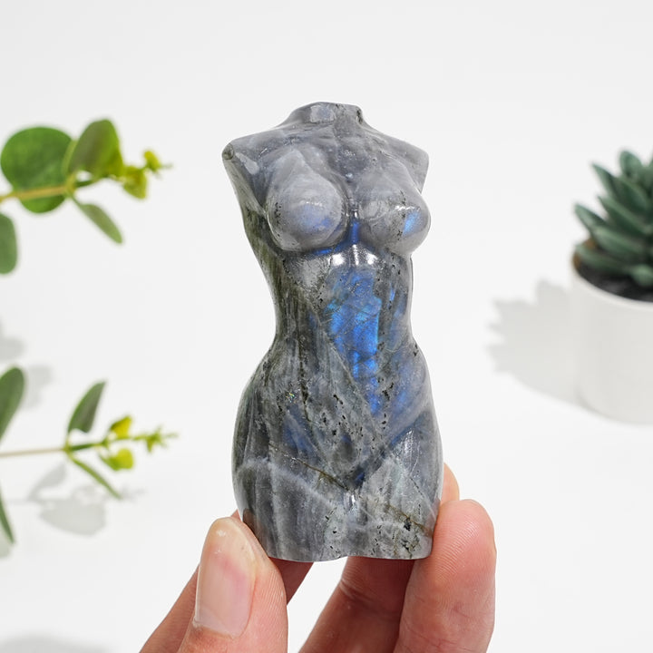Natural Crystal Labradorite Female Model Carving