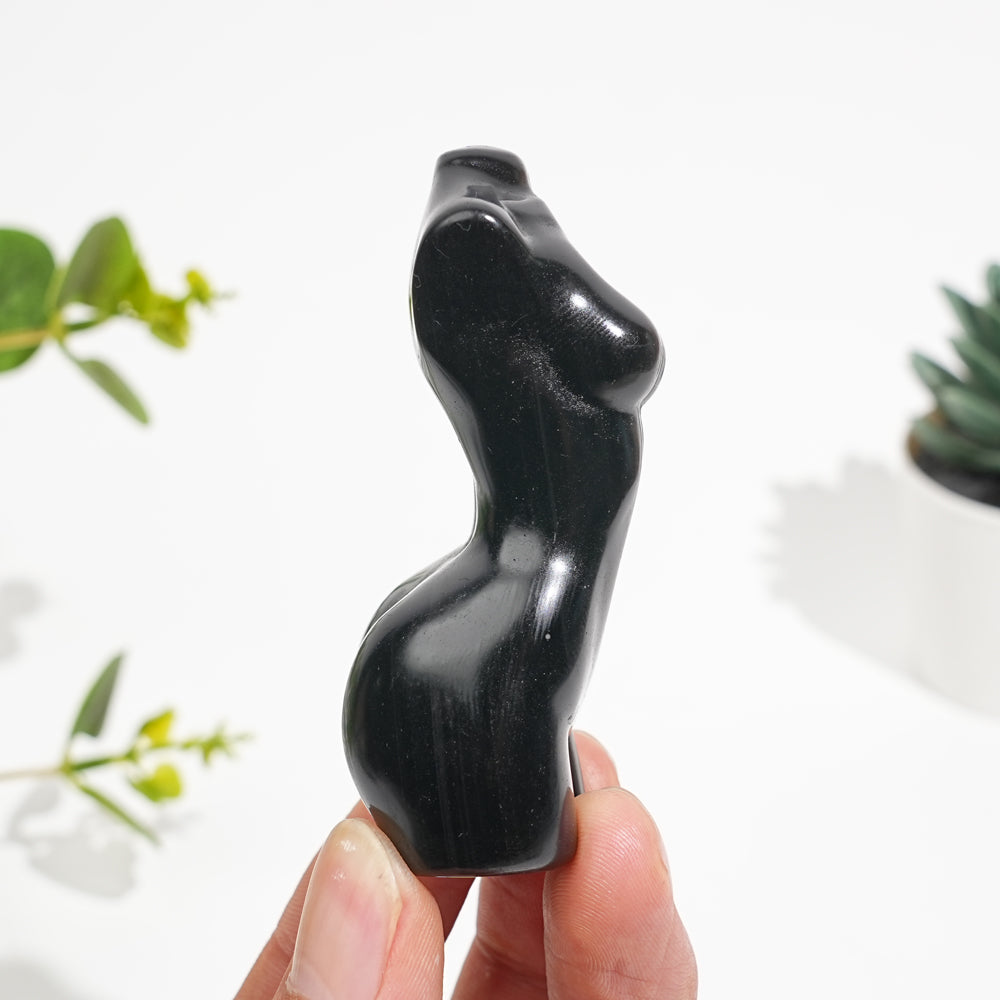 Natural Crystal Silver Obsidian Female Model Carving