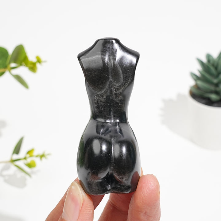 Natural Crystal Silver Obsidian Female Model Carving
