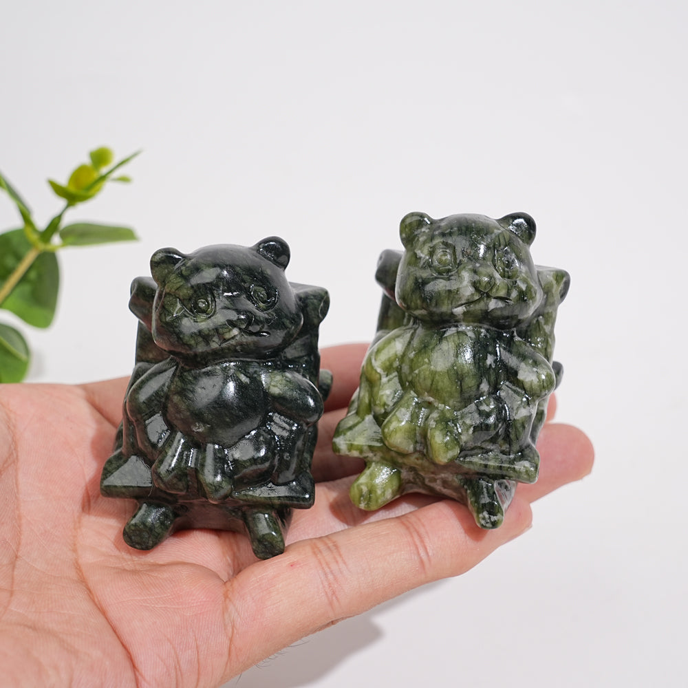 Natural Crystal Carving Serpentine Panda On Chair