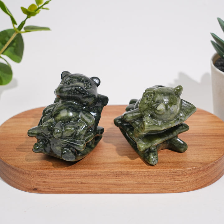 Natural Crystal Carving Serpentine Panda On Chair