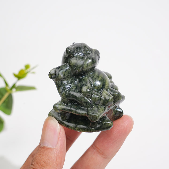 Natural Crystal Carving Serpentine Panda On Chair