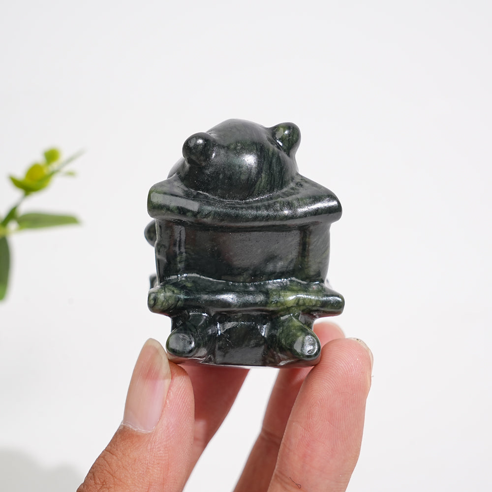 Natural Crystal Carving Serpentine Panda On Chair