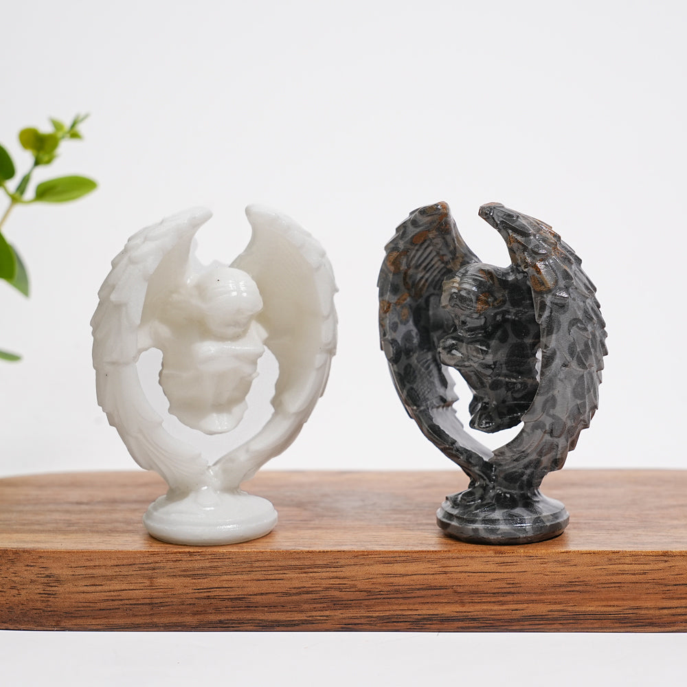 A Slightly Imperfect Natural Crystal Carving Hollow Wing Kneeling Angel