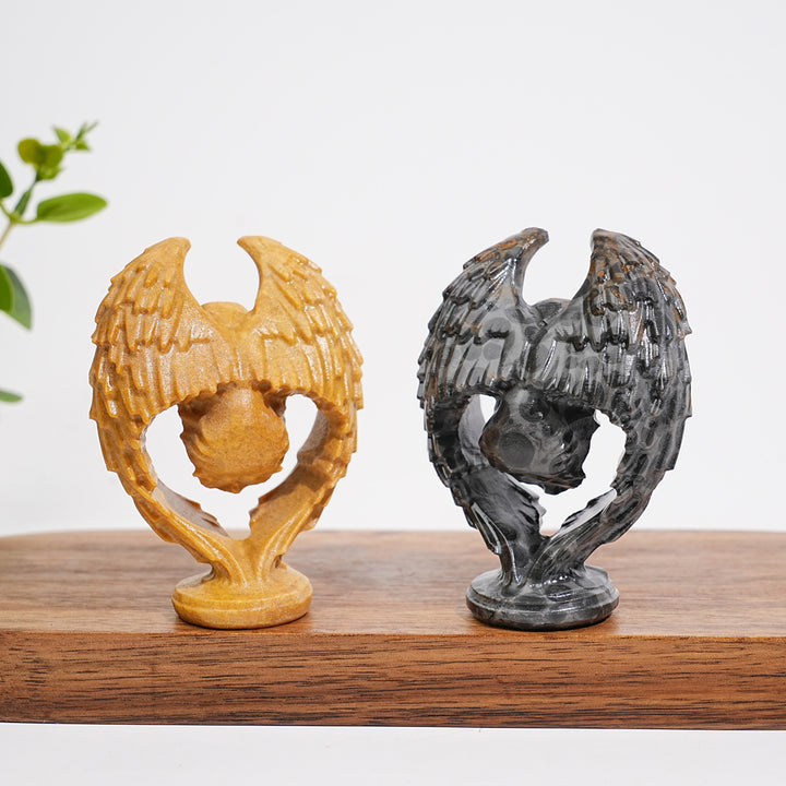 A Slightly Imperfect Natural Crystal Carving Hollow Wing Kneeling Angel