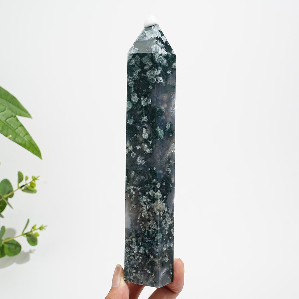 Unique,Natural Crystal Moss Agate Calcite Point