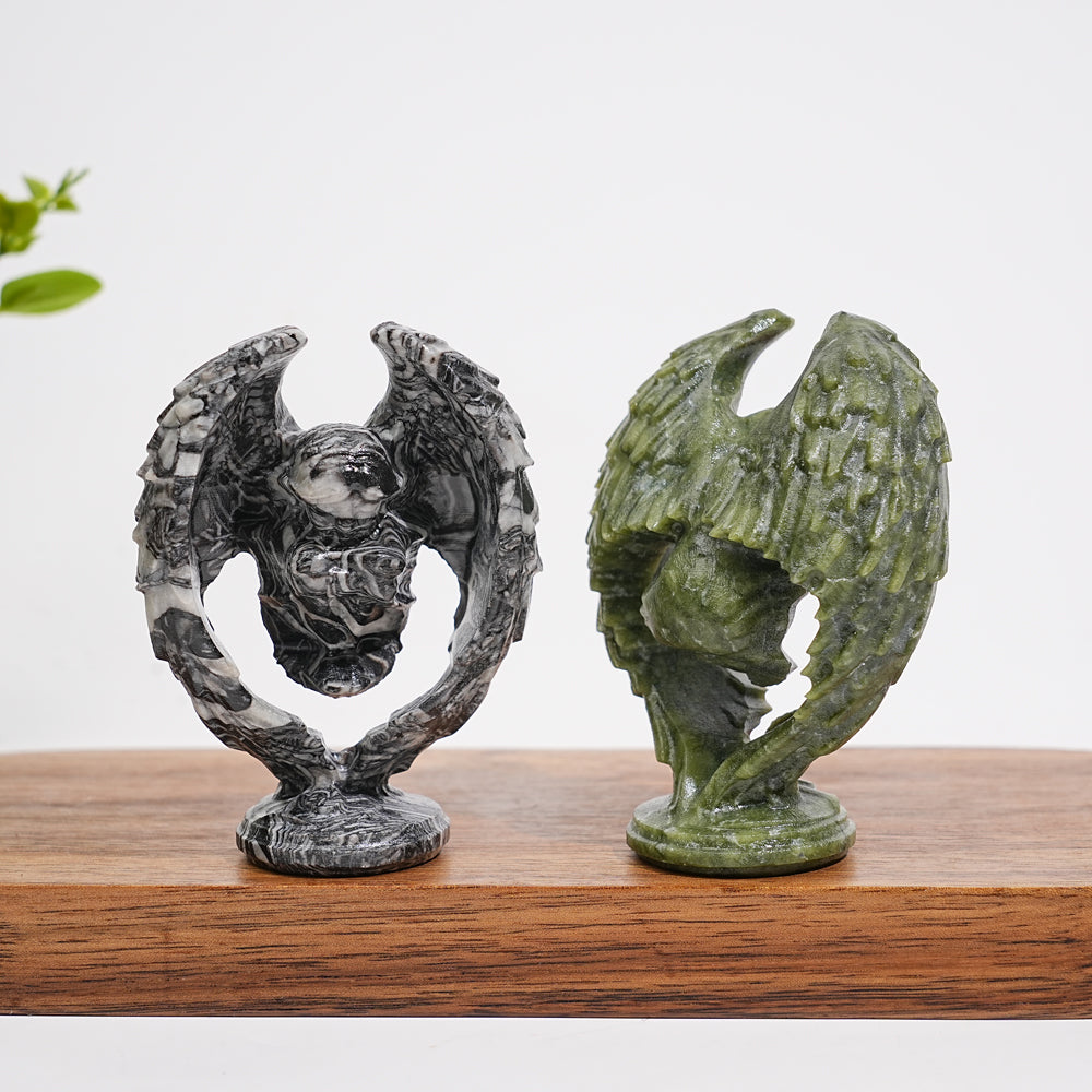 A Slightly Imperfect Natural Crystal Carving Hollow Wing Kneeling Angel