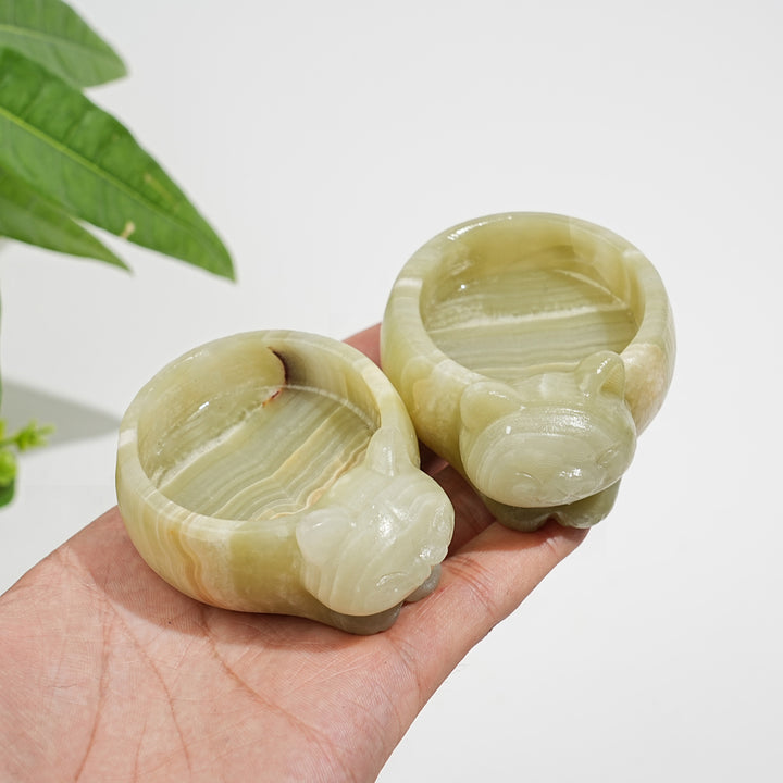 Natural Crystal Cute Cat Bowl Carving