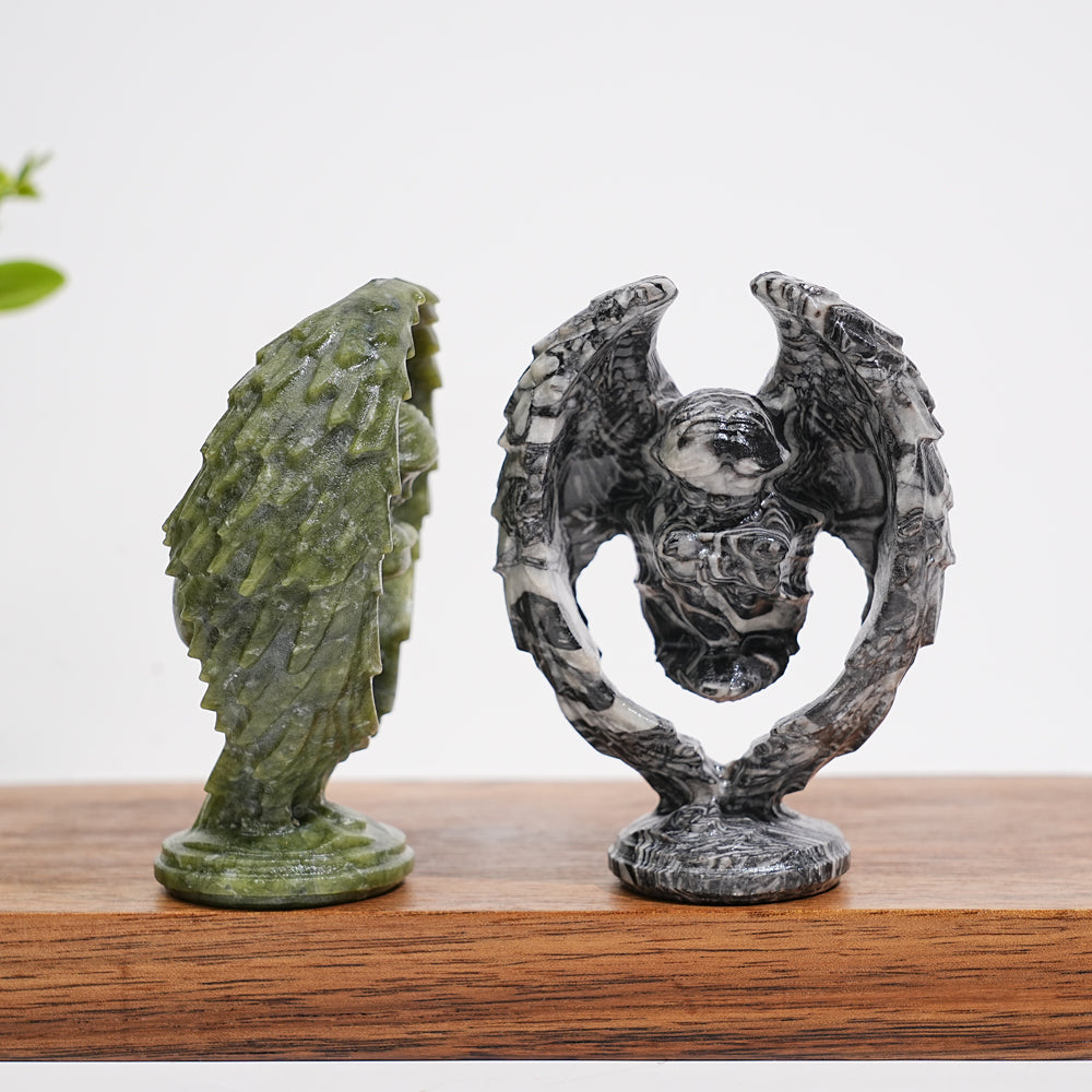 A Slightly Imperfect Natural Crystal Carving Hollow Wing Kneeling Angel