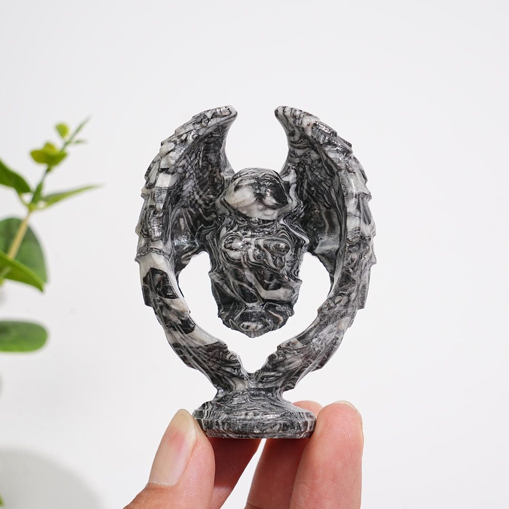 A Slightly Imperfect Natural Crystal Carving Hollow Wing Kneeling Angel