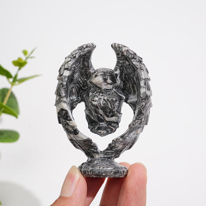 A Slightly Imperfect Natural Crystal Carving Hollow Wing Kneeling Angel
