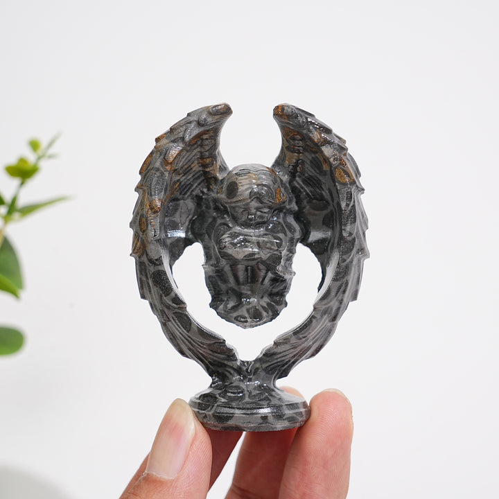 A Slightly Imperfect Natural Crystal Carving Hollow Wing Kneeling Angel