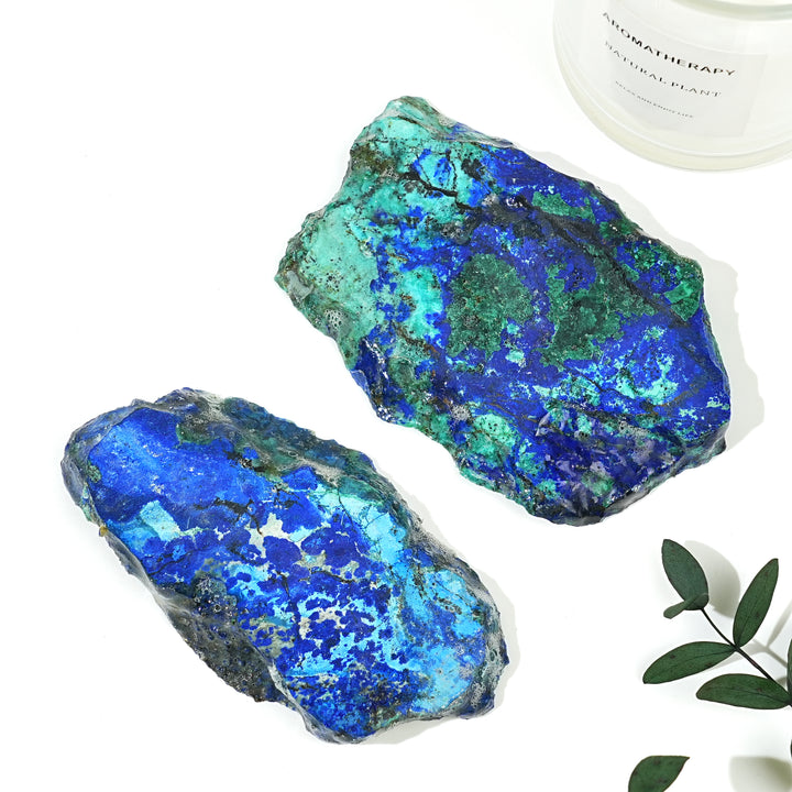 Natural Crystal Carving Azurite Slice