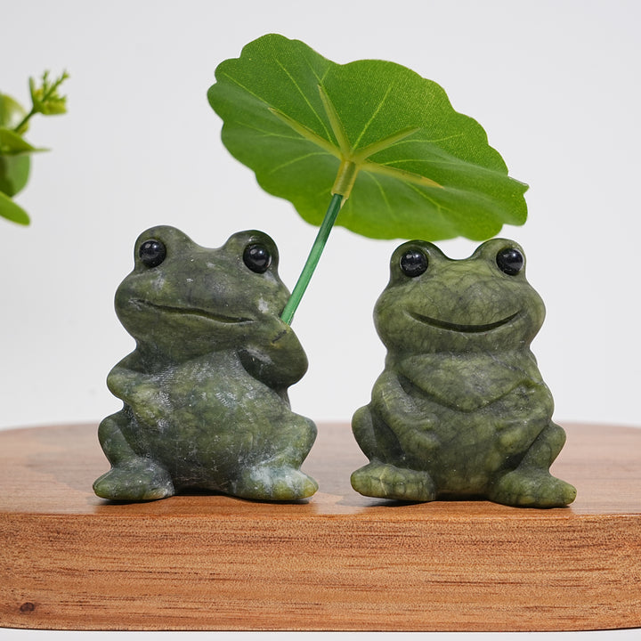 Natural Serpentine Couple Frogs Sharing A Lotus Leaf