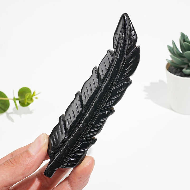Natural Crystal Carved Feather