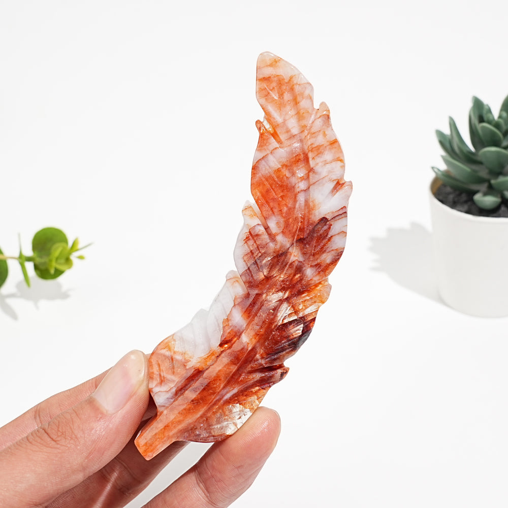 Natural Crystal Carved Feather