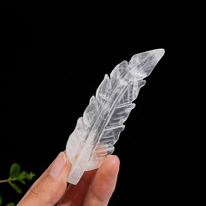 Natural Crystal Carved Feather