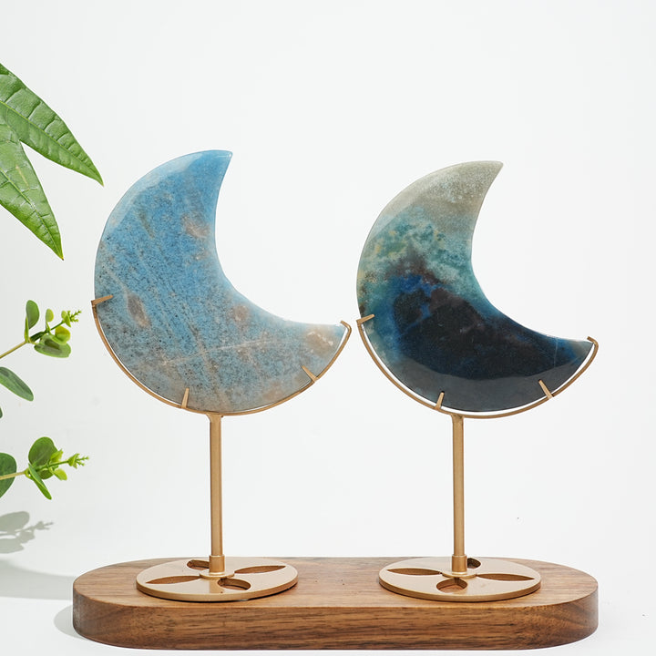 Unique,Natural Crystal Trolleite Moon With Stand