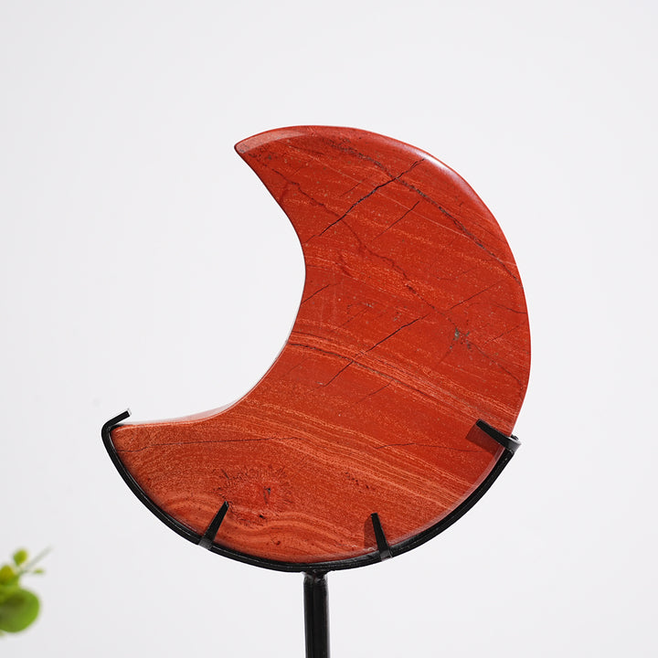Unique,Natural Crystal Red Jasper Moon With Stand