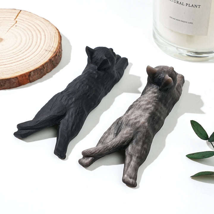 Natural Crystal Carving Long Lying Cat