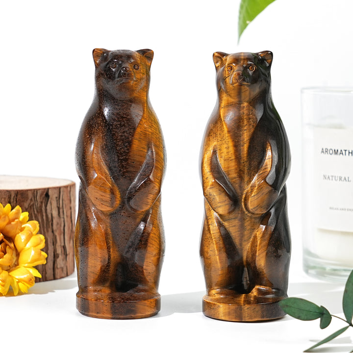 Natural Tiger's Eye Standing Bear